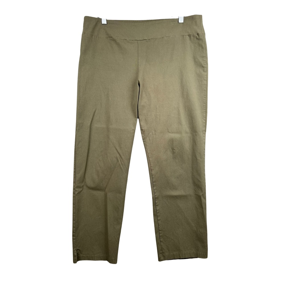 HOPE & HARLOW Women's Olive Green Pull On Pants Size 16 Straight Leg Casual